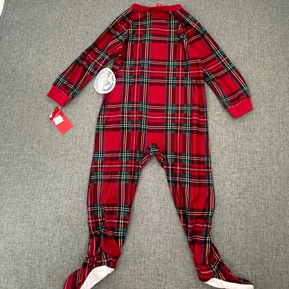 NEW! Baby‎ Family PJ'S Macy's Plaid  Red Green 24 Months Footed One Piece